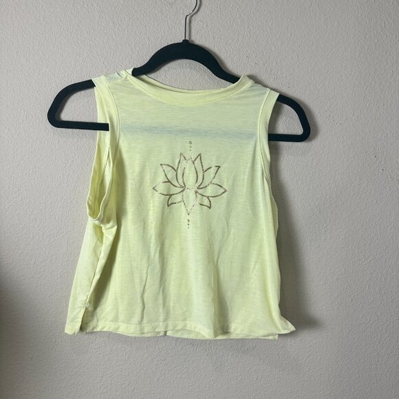 ALL IN MOTION Cropped Bright Yellow Glitter Crop Top Shirt Size XS - Picture 3 of 7